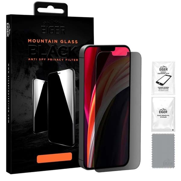 Hærdet Glas - EIGER - iPhone 16 Pro Max/17 Pro Max - Anti-spion - Sort - 2.5D 9H Sort