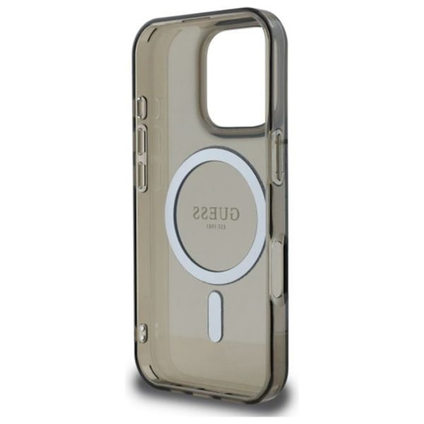 iPhone 16 Pro - Guess IML Glitter Circle MagSafe MagSafe MagSafe (GUHMP16LHFGEREK) - Musta