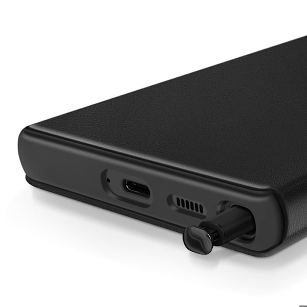 Nahkakotelo Galaxy S22 Ultra Näyttöikkuna Korttipidike Musta Svart