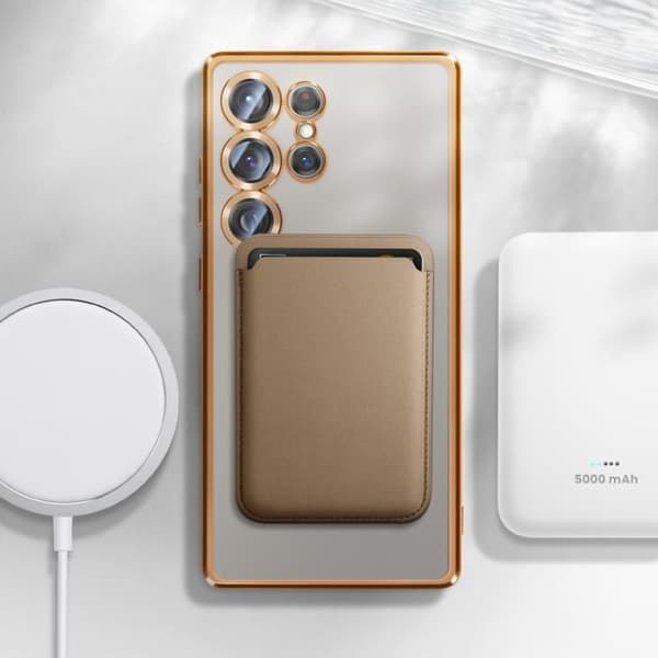 Coque MagSafe - Samsung - Galaxy S25 Ultra - Silikon - Krom Guld - Heltäckande Skydd Gul