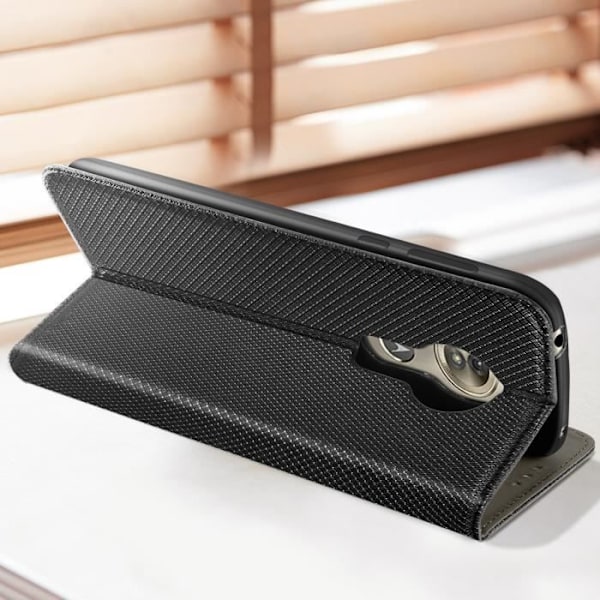 Taske til Motorola G6 Play og Moto E5 - AVIZAR - Sort - Semi-stiv - Syntetisk - Blandet Svart