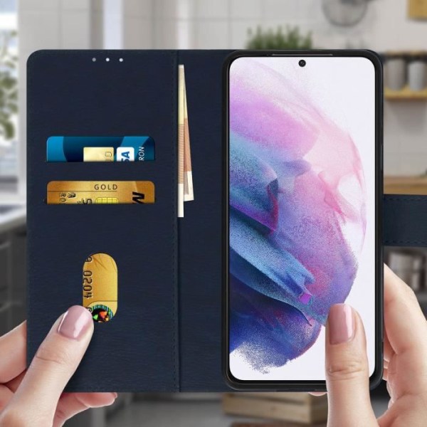 Etui til Samsung Galaxy S21 Plus - AVIZAR - Beskyttelse med kortlomme og støttefunktion, blå Blå