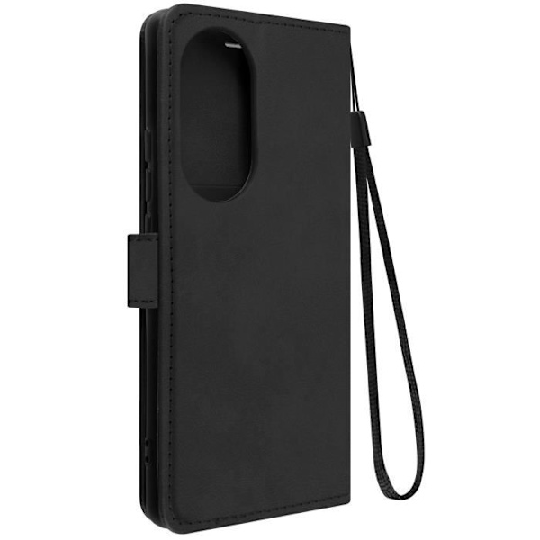 Fodral för Oppo Reno 10 och 10 Pro Flip Wallet Video Support Handledsrem Svart Svart