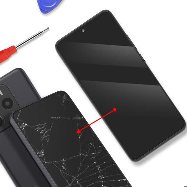 Fuldskærm til Xiaomi Redmi Note 14 5G OLED-panel med glas og sort chassis Svart