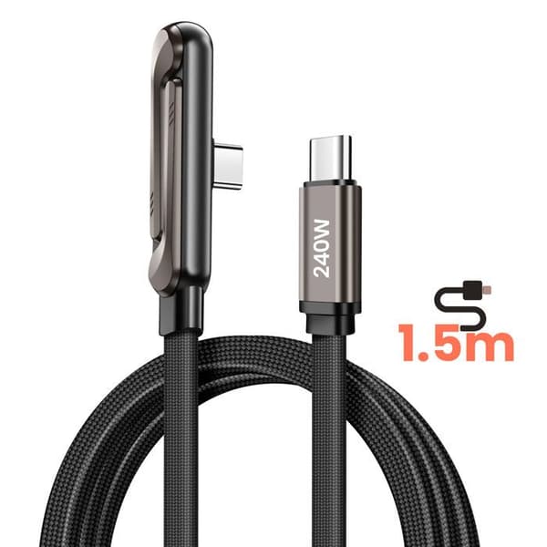 USB-C til USB-C Power Delivery 240W Bøjelig Design 1.5m Sort