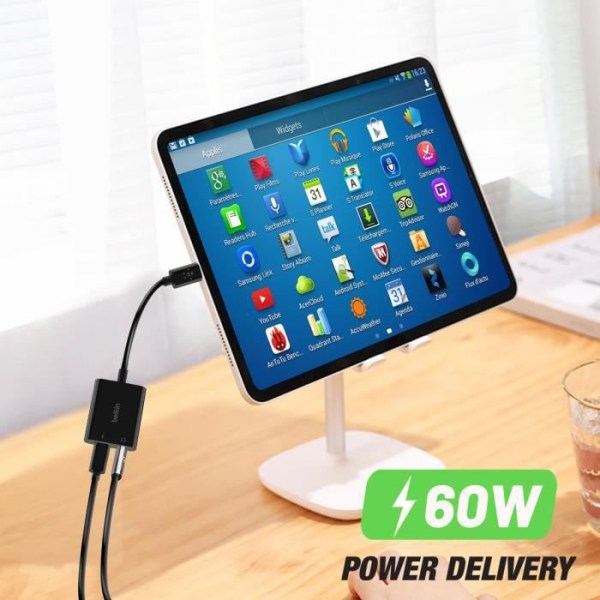 USB-C-sovitin - BELKIN - 60 W malli - Ääni ja lataus - 3,5 mm:n liitäntä - Kompakti ja kevyt
