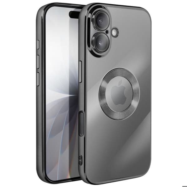 Cover - ADVARSEL - iPhone 17 - Blød Silikone - Kromkant - Stødbeskyttelse Svart