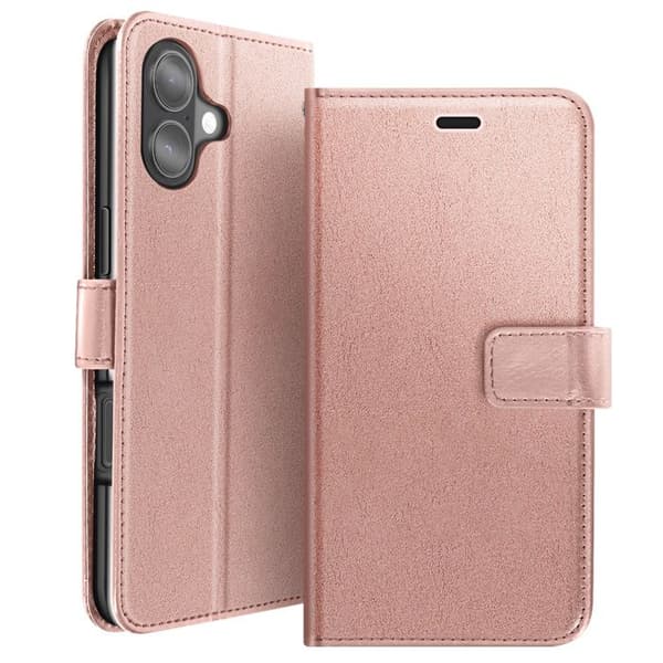 Fodral plånbok för iPhone 17 med handledsrem och ståfunktion Mayaxess Rosa Rosa