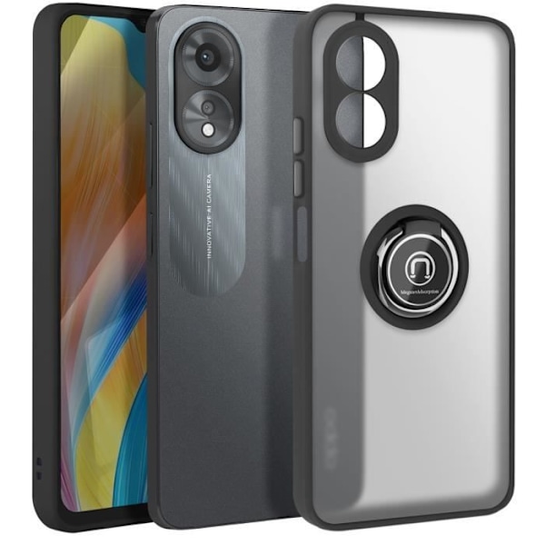 Coque för Oppo A38 Metallring Video Stöd Svart Svart