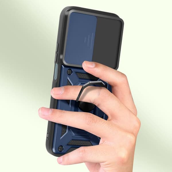 Coque til Honor 200 Lite - Mayaxess - Mørkeblå - Stødabsorberende - Bi-materiale - Skydelåg til kamera Blå