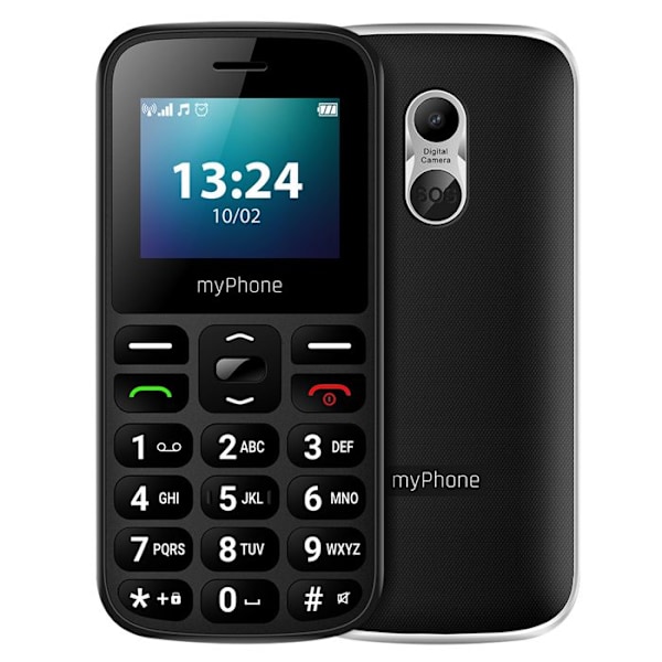 Mobiltelefon med tangenter 4G Dubbel SIM SOS-knapp 800 mAh batteri myPhone Svart