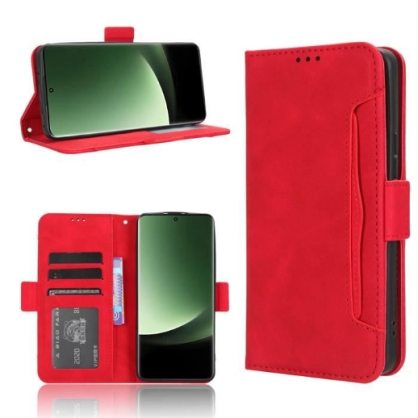 Fodral för Xiaomi 13 Ultra 6,73", Magnetic Wallet Läder Telefon Cover Flip Fodral, 5 kortplatser, Röd LOSJDMA