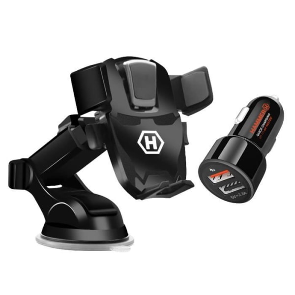 Tuki Auto Smartphone Imukuppi ja Kytkimen Lataaja 30W 2x USB HAMMER Svart