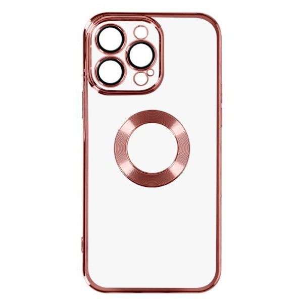iPhone 14 Pro Max Silikonfodral Skyddad kamera Transparent Pink Outline Chrome