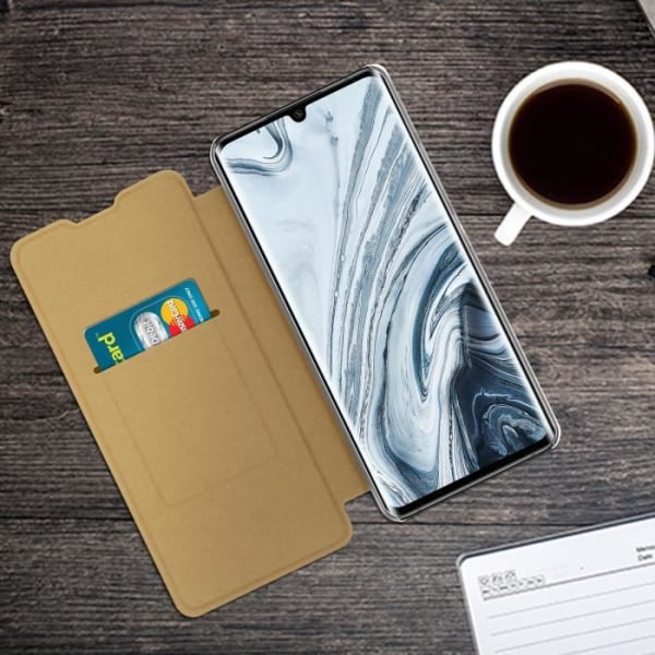 Xiaomi Mi Note 10 Lite / Mi Note 10 kotelo Lompakko Flip Card Holder Keltakulta