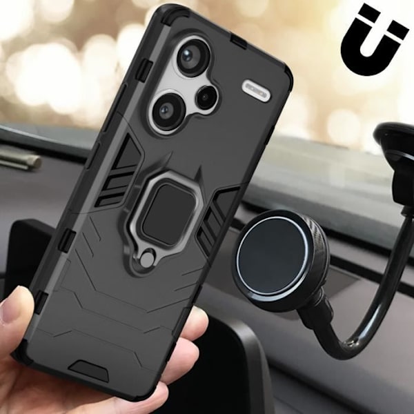 Smartphone-fodral - AVIZAR - Ring Collection - Svart - Rotationsring 360° - Högre kanter Svart