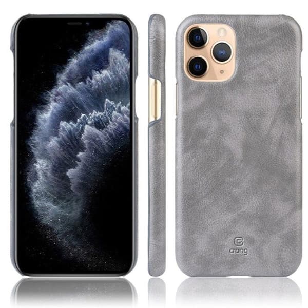 PU-läderfodral - Crong - iPhone 11 Pro Max - Grå - Semihård - Elegant design Grå