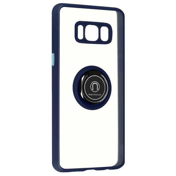Cover - ADVARSEL - Samsung Galaxy S8 - Bi-materiale - Metal Ring - Blå Blå