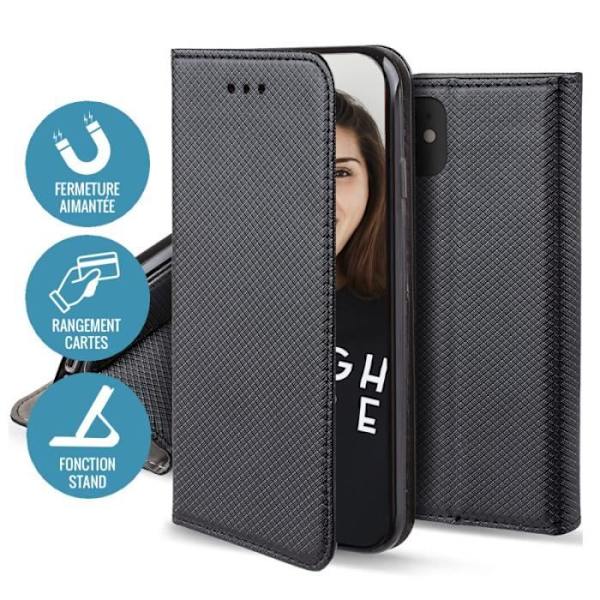 JAYM Folio Case til Xiaomi Redmi Note 11S 4G / Note 11 - Sort - Magnetisk stativfunktion Svart