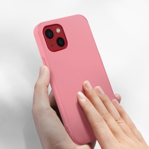 AVIZAR Skyddsfodral för iPhone 13 Mini - Halvstyv silikon - Rosa soft-touch finish Rosa