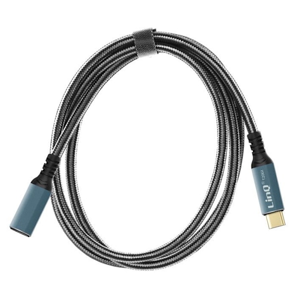 USB-C-kabel - Opladning og overførsel - 2m - LinQ - Grå / Sort