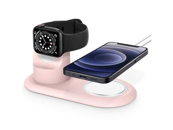 Ladebase - AVIZAR - 2 i 1 - MagSafe - TPU - Rosa Rosa