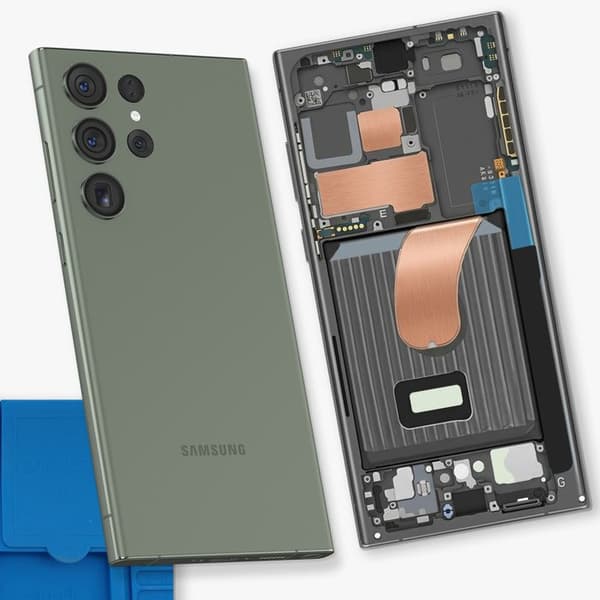 Erstatningscentralchassis til Galaxy S23 Ultra Service Pack Samsung Grøn Grön