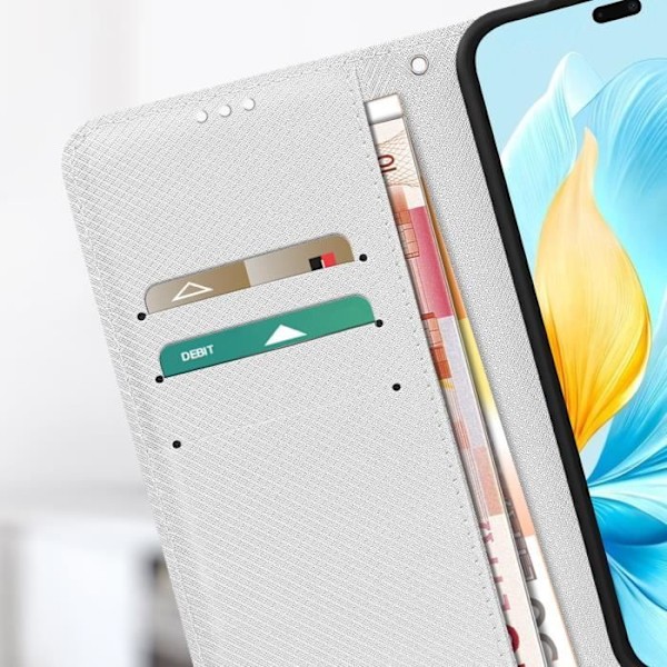 Etui til Honor 200 Lite Wallet Video Support White Cross Pattern Vit