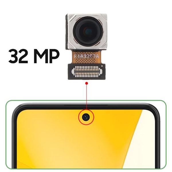 Frontkamera för Xiaomi 12 Lite 32MP Selfie Sensor Svart Svart