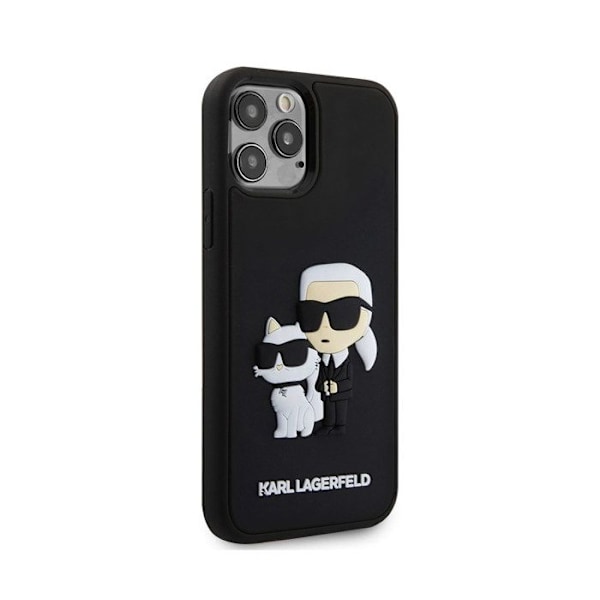 3D Cover Karl og Choupette til iPhone 12/12 Pro Elegant Beskyttelse Karl Lagerfeld Sort Svart