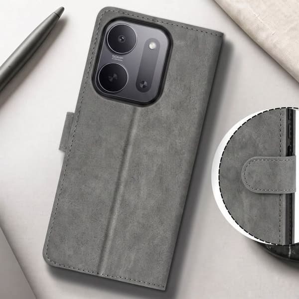 Pungetui til Redmi 17C Chesterfield med Video Støttefunktion Grå Grå