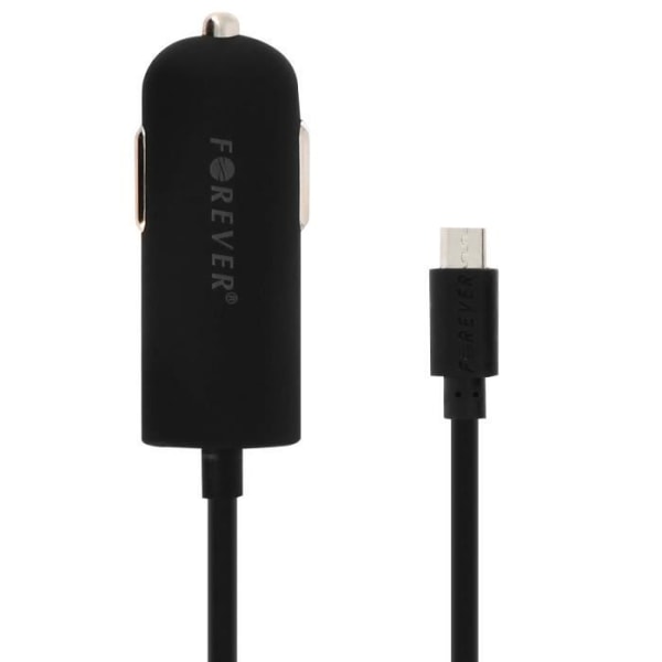 2,1A cigarettænderoplader Micro-USB-stik - 1,50 m integreret kabel Forever