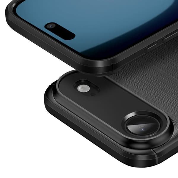 Silikoneetui til iPhone 17 Air med Carbon Effekt Børstet Tekstur Sort Svart