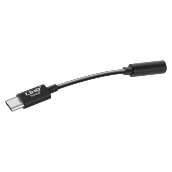 USB-C - 3,5 mm:n naarasliitin Audiosovitin LinQ Laadukas ääni Musta