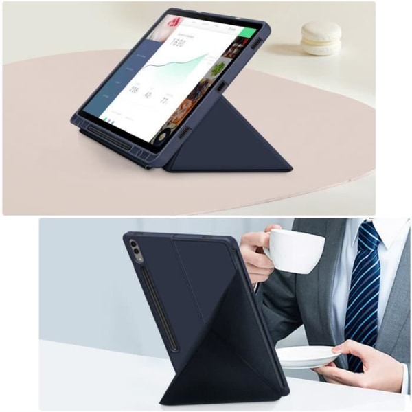 Taske til Samsung Tab S9 Plus Origami Flip Stand Forskellige vinkler Midnight Blue Blå