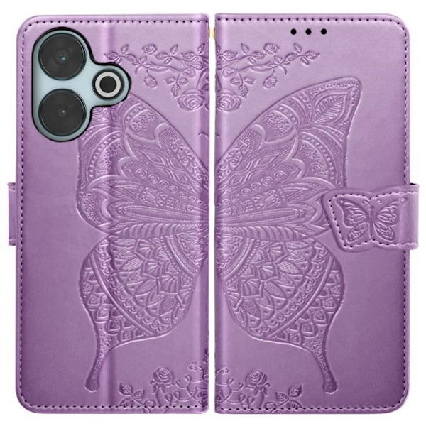 Mandala Butterfly Case til Xiaomi Redmi 13 - AVIZAR - Lilla - Pung håndledsrem Lila