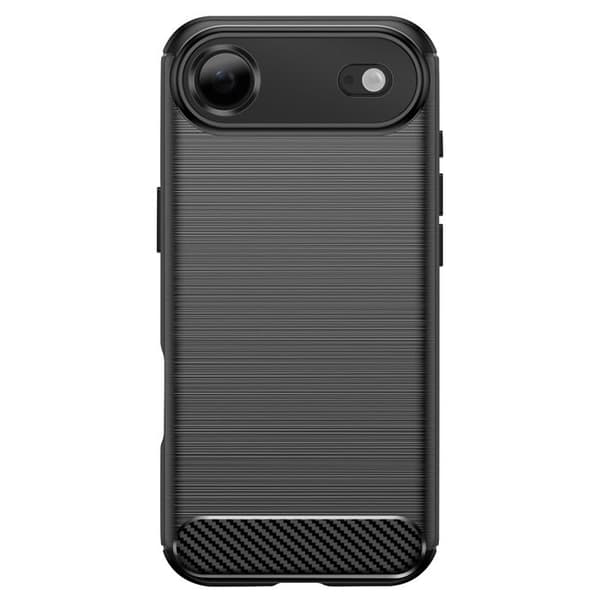 Silikoneetui til iPhone 17 Air med Carbon Effekt Børstet Tekstur Sort Svart