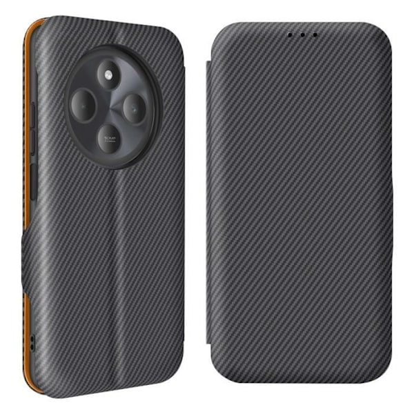 Carbonetui til Xiaomi Redmi 14C med RFID-beskyttelse og kortholder - Mørkegrå støtte Grå