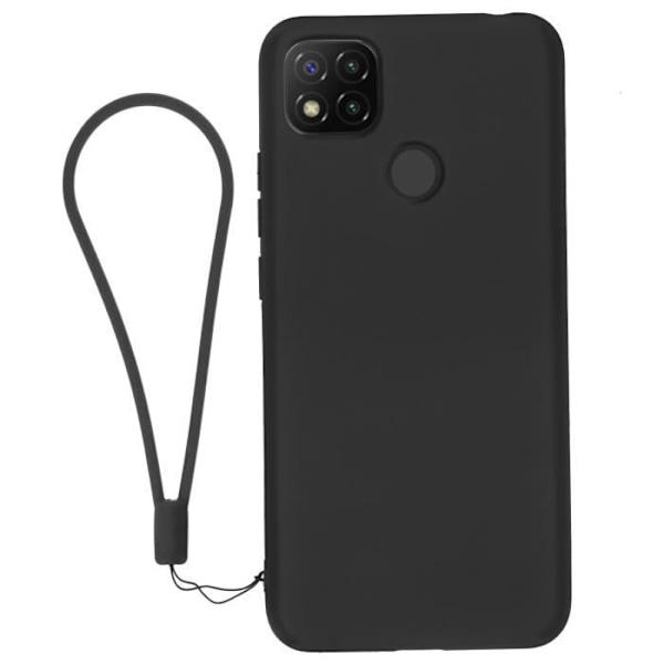 Skyddande skal - Xiaomi - Redmi 9C - Silikongel - Semi-rigid - Inkluderad rem Svart