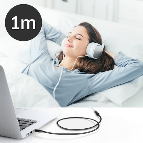 Audio Jack 3.5mm Han-Hun Aux Kabel Universal Længde 1m Akashi Sort