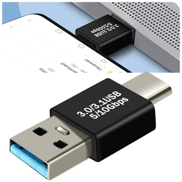 USB C + USB Adapter - AVIZAR - Paket med 4 - Hane Hona OTG - Svart
