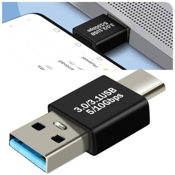 USB C + USB Adapter - AVIZAR - Pakke med 4 - Mand kvinde OTG - Sort