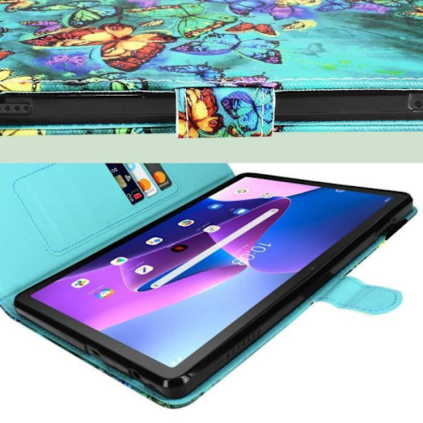 Fodral för Lenovo Tab M10 Gen 3, plånbok med magnetisk flip, Butterfly Svart