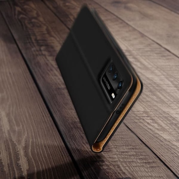 Etui - AVIZAR - Huawei P40 - Äkta Läder - Videostöd - Inbyggd kortficka Svart