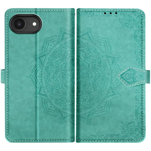 Plånboksetui - Mandala - iPhone 16e - Grön - Mjuk - Med videostöd Grön