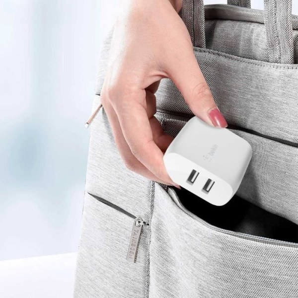 Väggladdare Dubbel USB 24W Snabbladdning Kompakt Belkin Boost Charge Vit