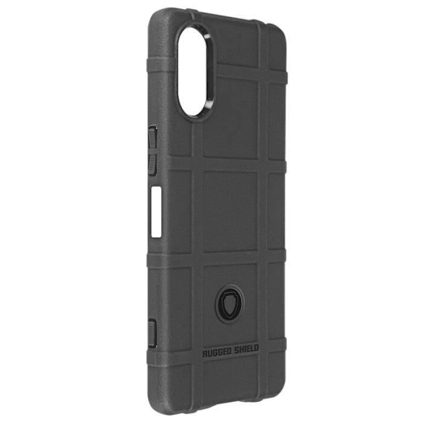 Coque - Rugged Shield - Sony Xperia 5 V - Fleksibel silikone - Reliefmønster - Forstærket beskyttelse Svart