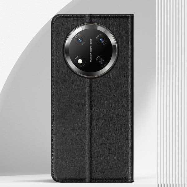 Smartphone etui - Honor - Magic 7 Lite - Vegansk læder - Video stand - Sort Svart