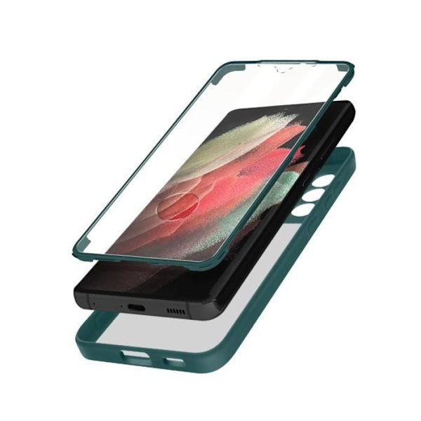 Samsung Galaxy S21 Ultra Fodral - AVIZAR - Polymer Front Plexiglas Baksida - Grön - Stel - Matt