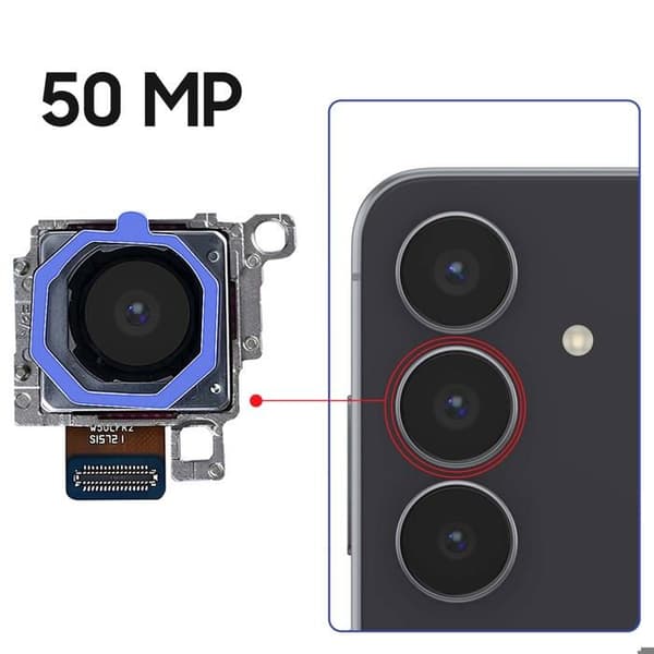 Erstatningskamera bagpå 50MP til Galaxy S25 FE Sort Svart